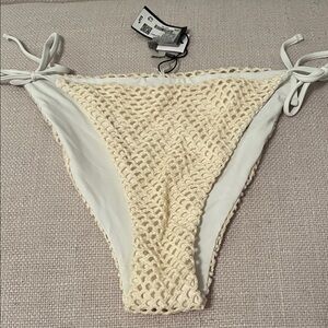 Garage Cream Crochet Bikini Set - Bottoms Size Large / Top Size Medium